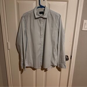 dan john blue and white button down shirt